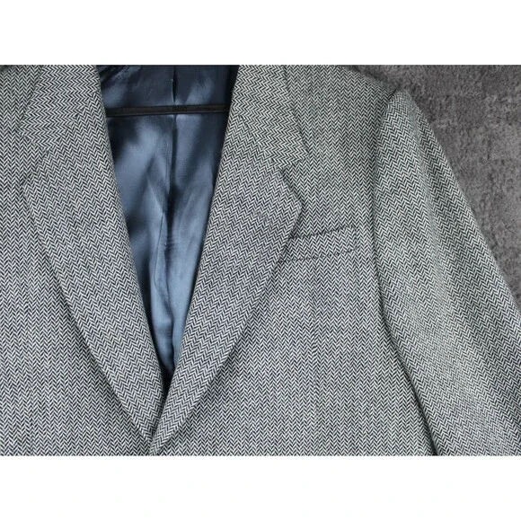 Saddleworth Superfine Wool Sable Mink Cashmere Jacket Coat Gray Herringbone